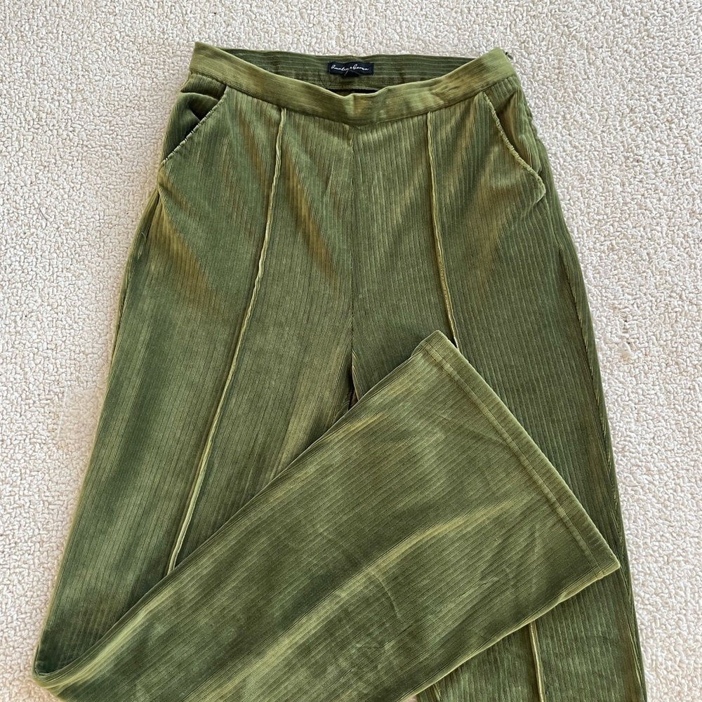Hunter &‎ Brown Green Corduroy boho gorpcore retro flare pants S